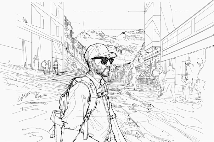create a line art simple drawing