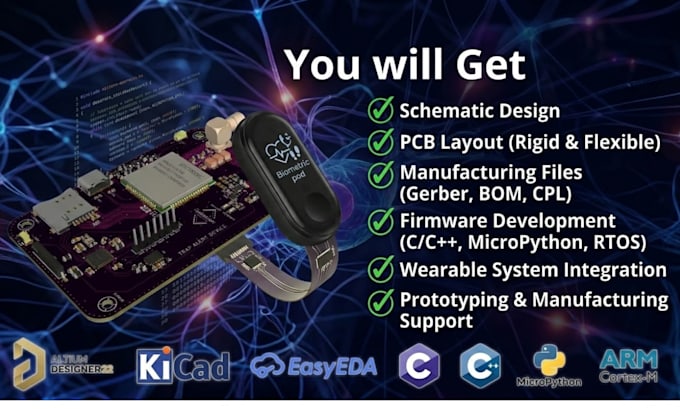 design pcb layout, firmware and wearable embedded systems