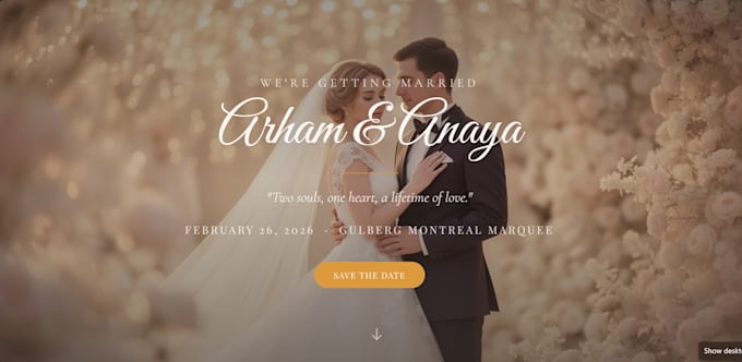 design a romantic  digital wedding or valentine card