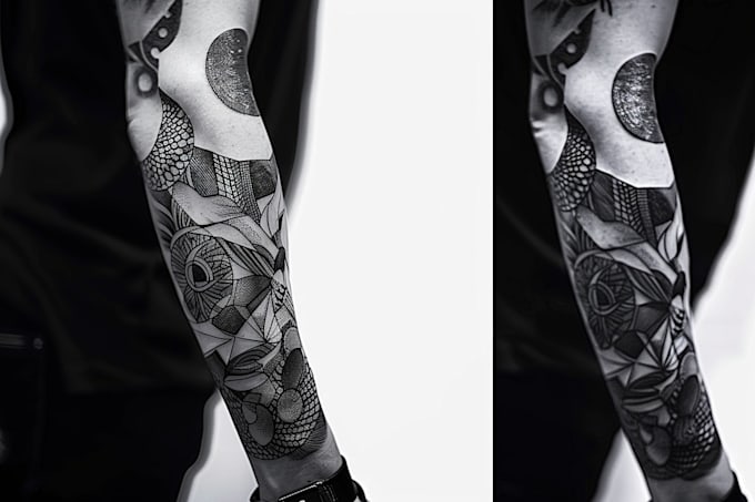 create sleeve tattoo design in geometric style