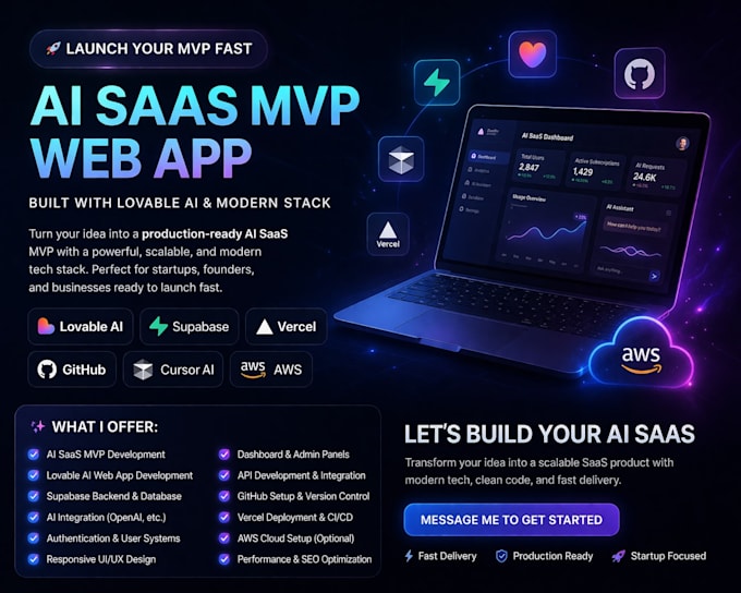 build lovable ai saas mvp webapp supabase base44 github to vercel cursor ai aws