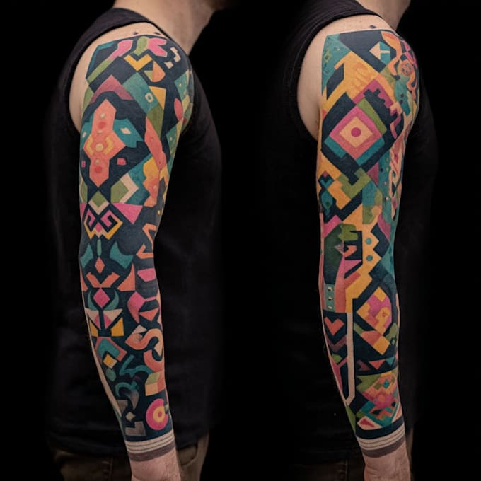 create a unique geometric sleeve tattoo design