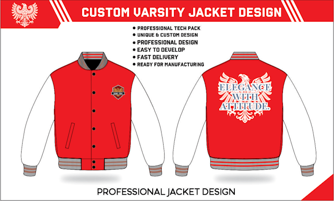create professional varsity jacket design with 3d mockup