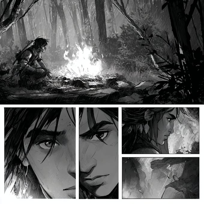 comic book page illustration, graphics novel art