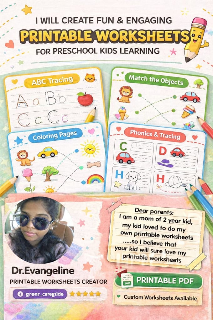 design printable preschool worksheet for kids learning