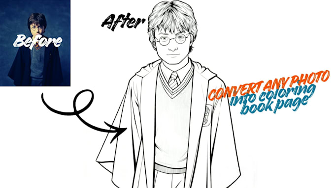 convert any photo into coloring book page