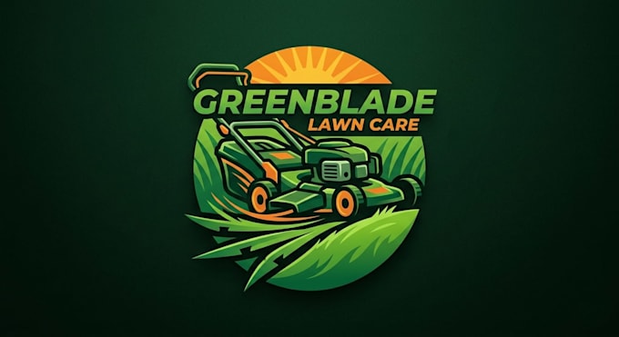 design a professional and bold lawn mower logo