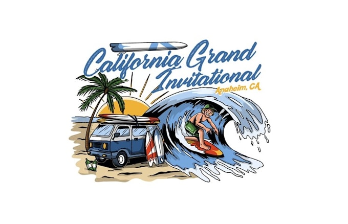 create a california beach mural design