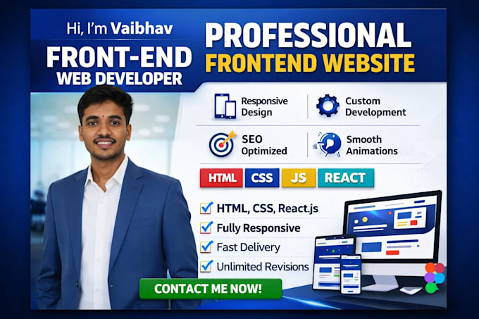 develop a responsive frontend website