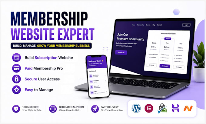 setup a sleek membership website for paid membership pro