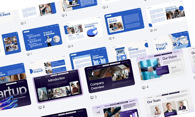design b2b startup pitch deck, business powerpoint presentation canva slides