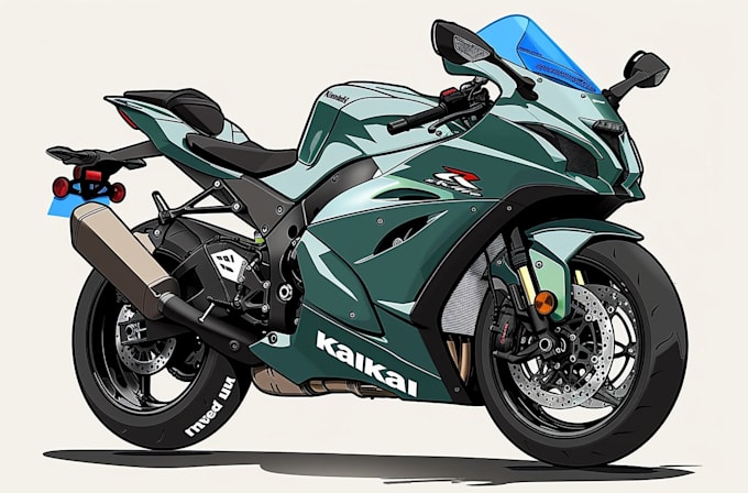 draw cartoon motorcycle illustration from your image