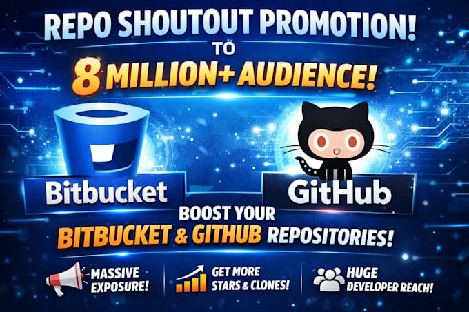 do shoutout promotion for bitbucket and github repository 8m audience