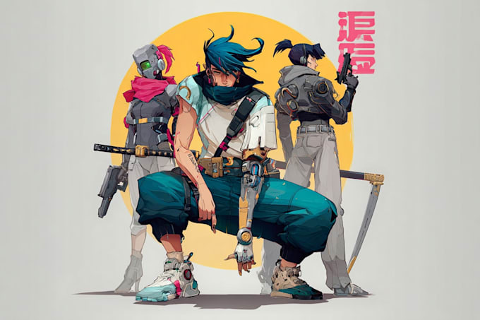 design anime character , cyberpunk character