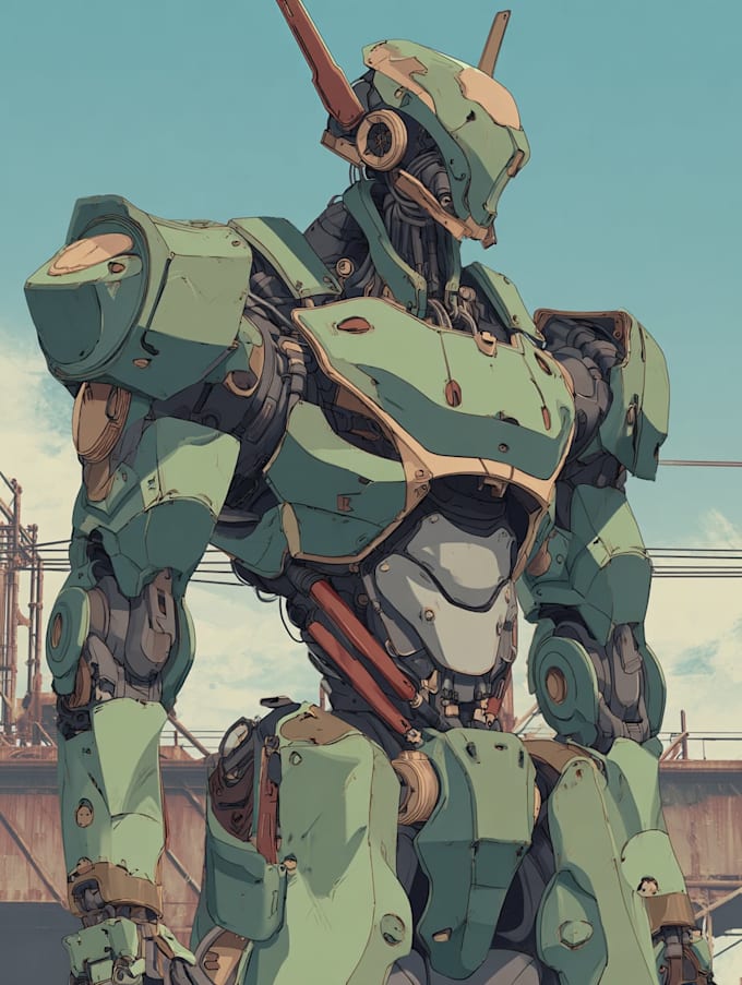 do anime style mecha robot illustrations
