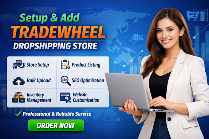 setup add tradewheel dropshipping store product listing upload seo website