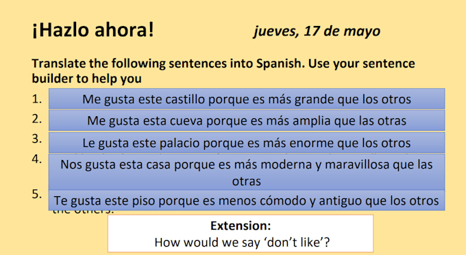 create lessons for spanish or french lessons