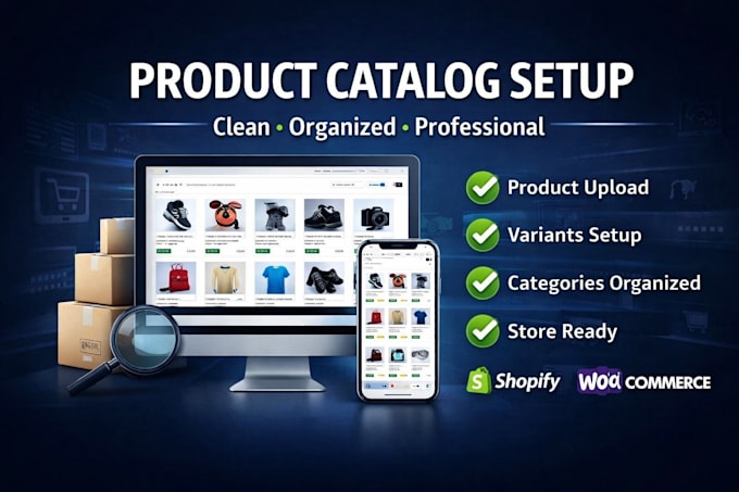 do product catalog setup for shopify woocommerce or ecommerce store