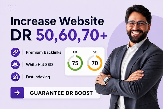 increase dr, domain authority dr 70 using SEO backlinks
