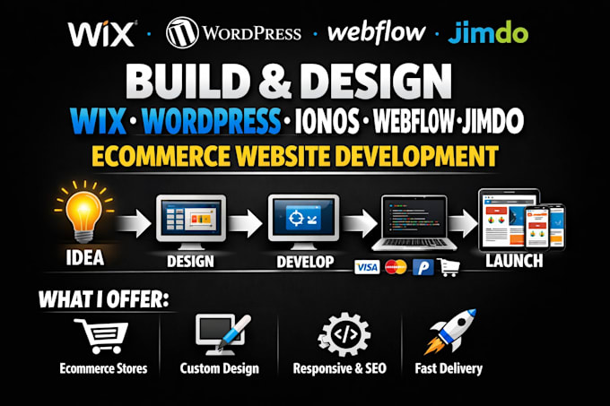 build design wix wordpress ionos webflow jimdo ecommerce website development