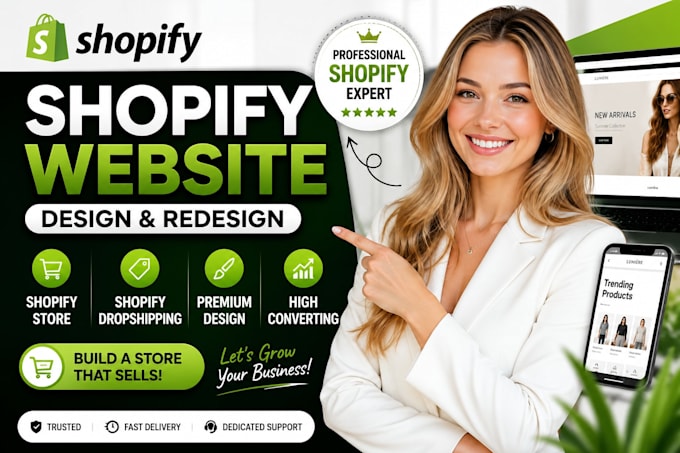 build shopify website, shopify store, or shopify dropshipping store