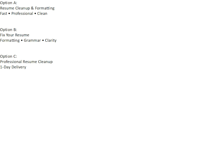 professional resume formatting and cleanup, audit ready in 24 hours