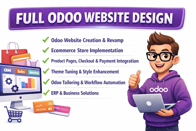 develop, design, redesign, and customize your odoo website design and ecommerce