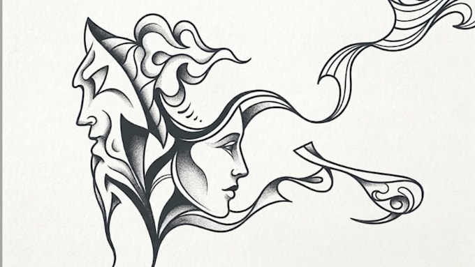 create a unique mysterious abstract line art design