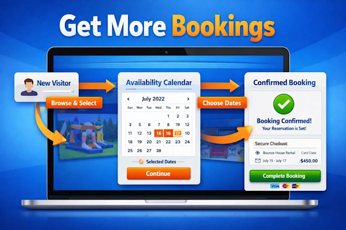 build bounce house website with booking and payment system