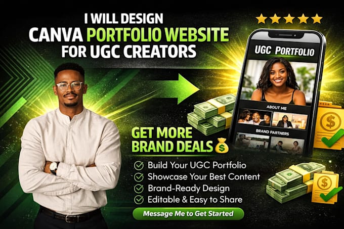 design a ugc portfolio canva website and media kit for content creators