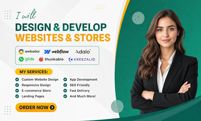 create webador webflow adalo glide thunkable kreezalid website store design