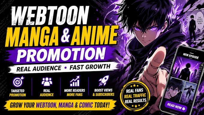 boost your webtoon comic manga, anime with targeted audience promotion