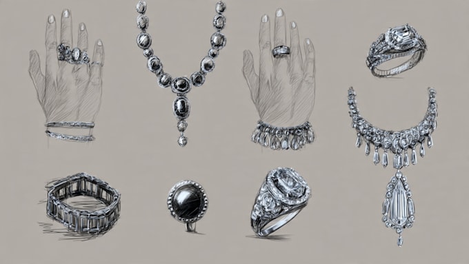 do 2d hand sketch jewelry for you
