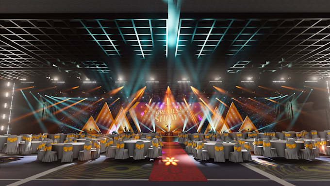create 3d photorealistic stage designs with realistic lighting and event renders