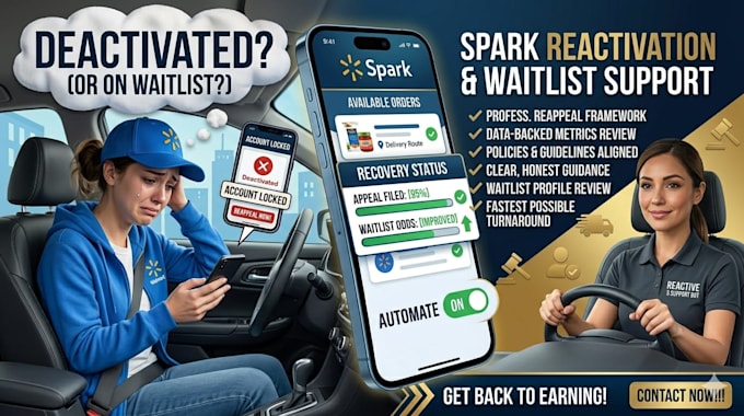 reactivate walmart spark driver account with appeal, spark driver bot, shift bot