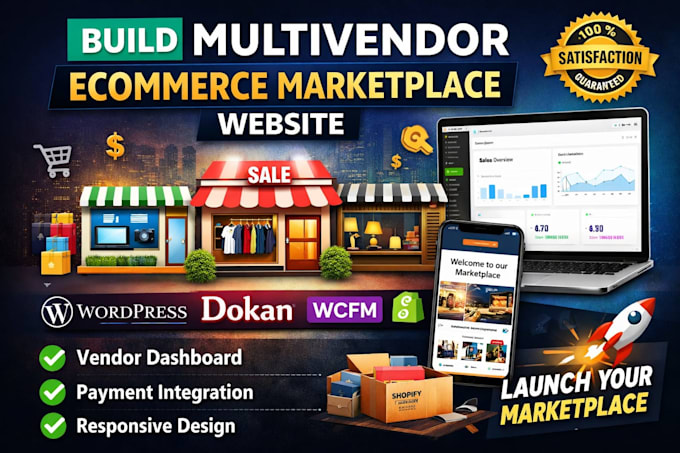 build multivendor ecommerce marketplace website via wordpress dokan wcfm shopify