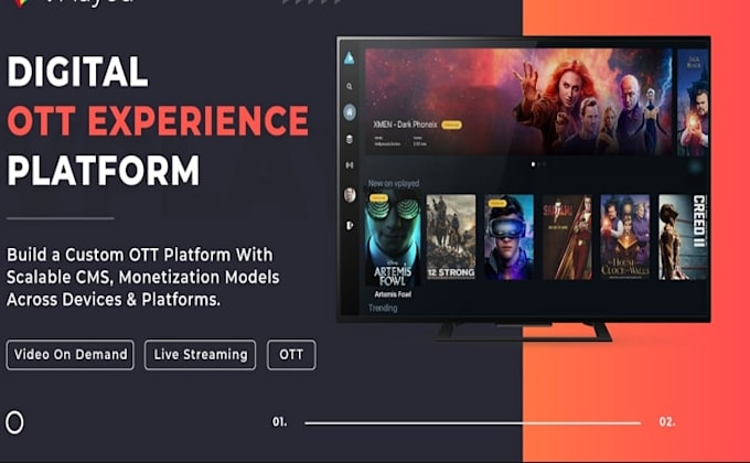 develop live streaming app, ott platform, video streaming website with panel