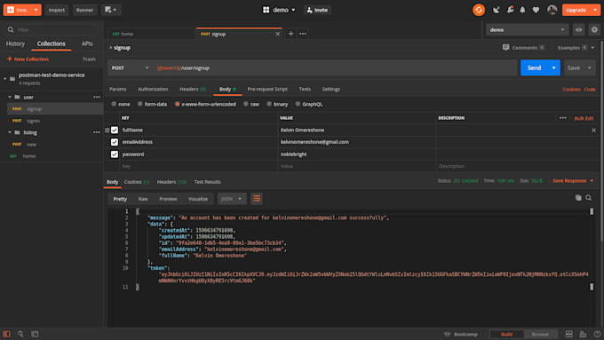 create an organized postman collection and test your API