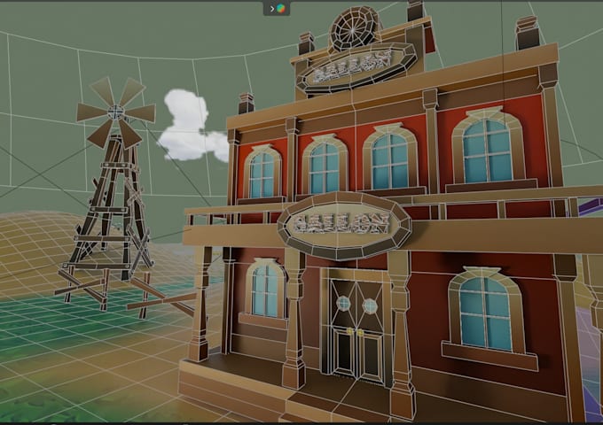 create a stylized 3d low poly environment scene in blender