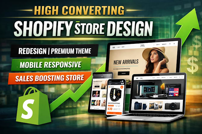 do shopify store design, redesign shopify website and dropshipping store setup