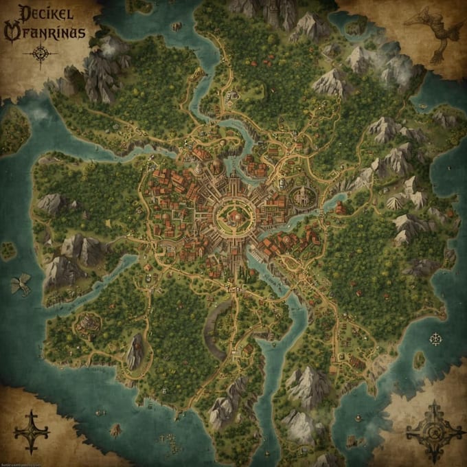 fantasy map site map city map game map vector map dnd google map illustration