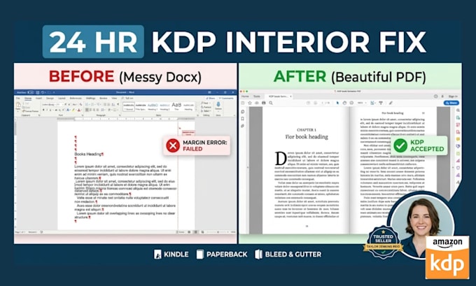 fix KDP interior upload errors, kindle ebook formatting or paperback formatting