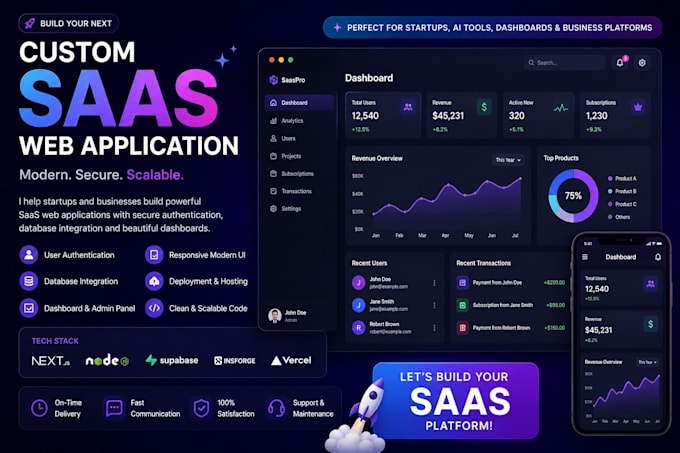 build a full stack saas web app with auth database and deployment