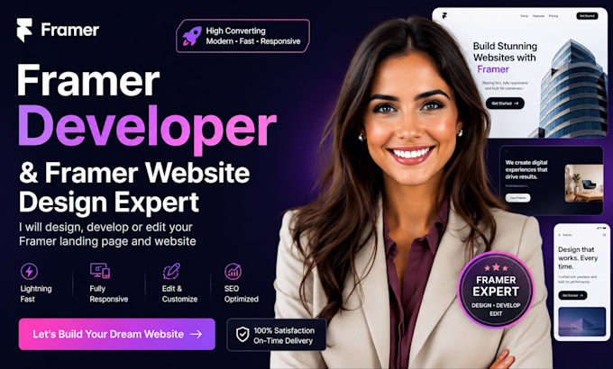 design framer developer or framer landing page and website edit