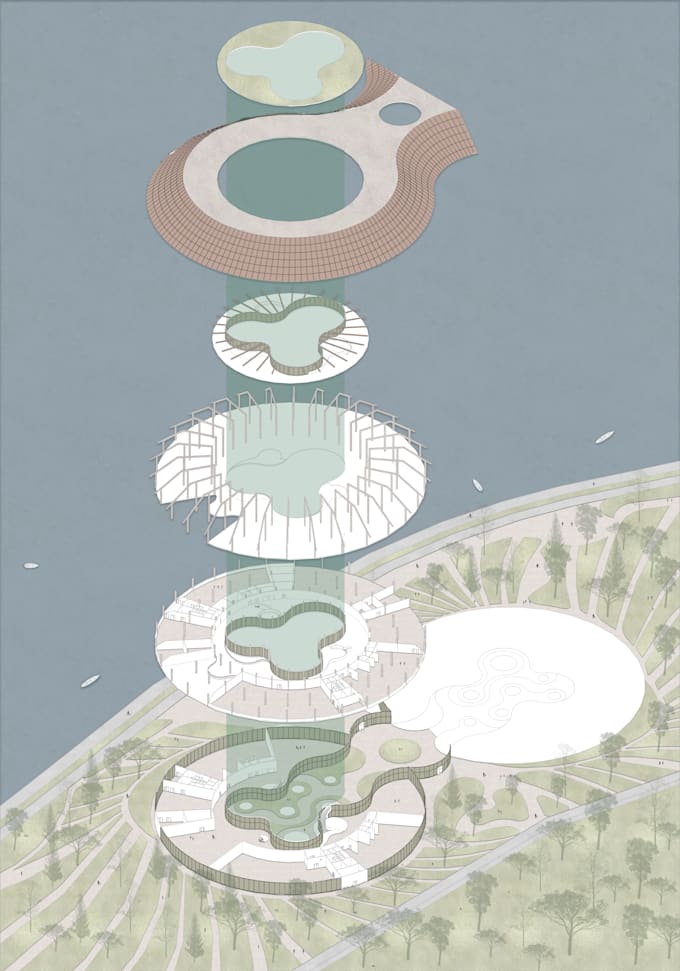 create architectural axonometric and concept diagrams