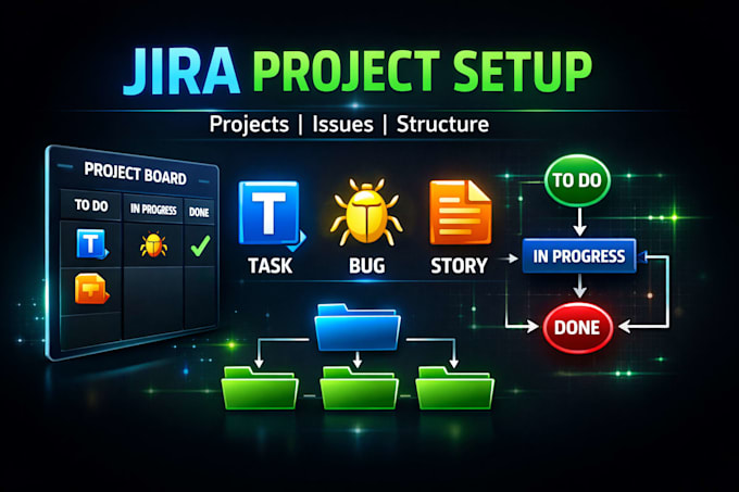 set up jira issue types configure projects organize structure workflow