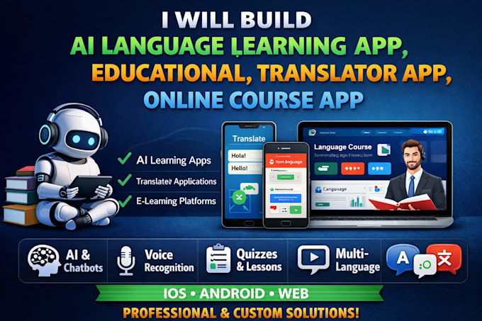 build ai language learning app, educational, translator app, online course app