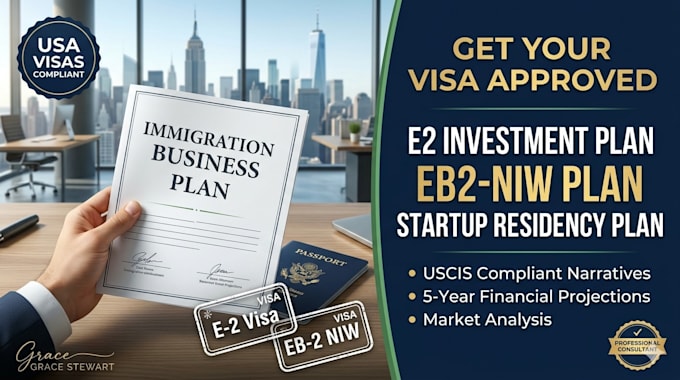 write compliant immigration business plan for e2, eb2 and startup residency visa