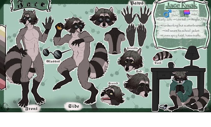 draw oc lineart ref sheet fursona oc anime illustration furry oc reference sheet