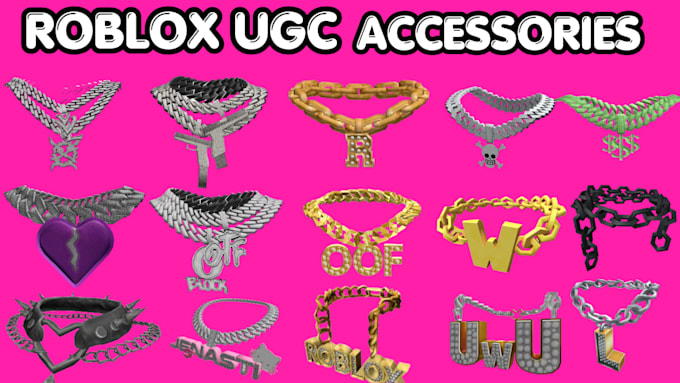 create roblox ugc chain, roblox asset, 3d ugc hair roblox jewelries and clothing